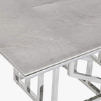 Mesa Centro Tampo Efeito Mármore e Estrutura Metálica | 120x60x40 cm | PRISMA - Gato Preto