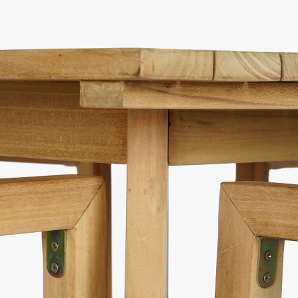 Mesa com 4 cadeiras em Teca e Corda Castanho - Gato Preto