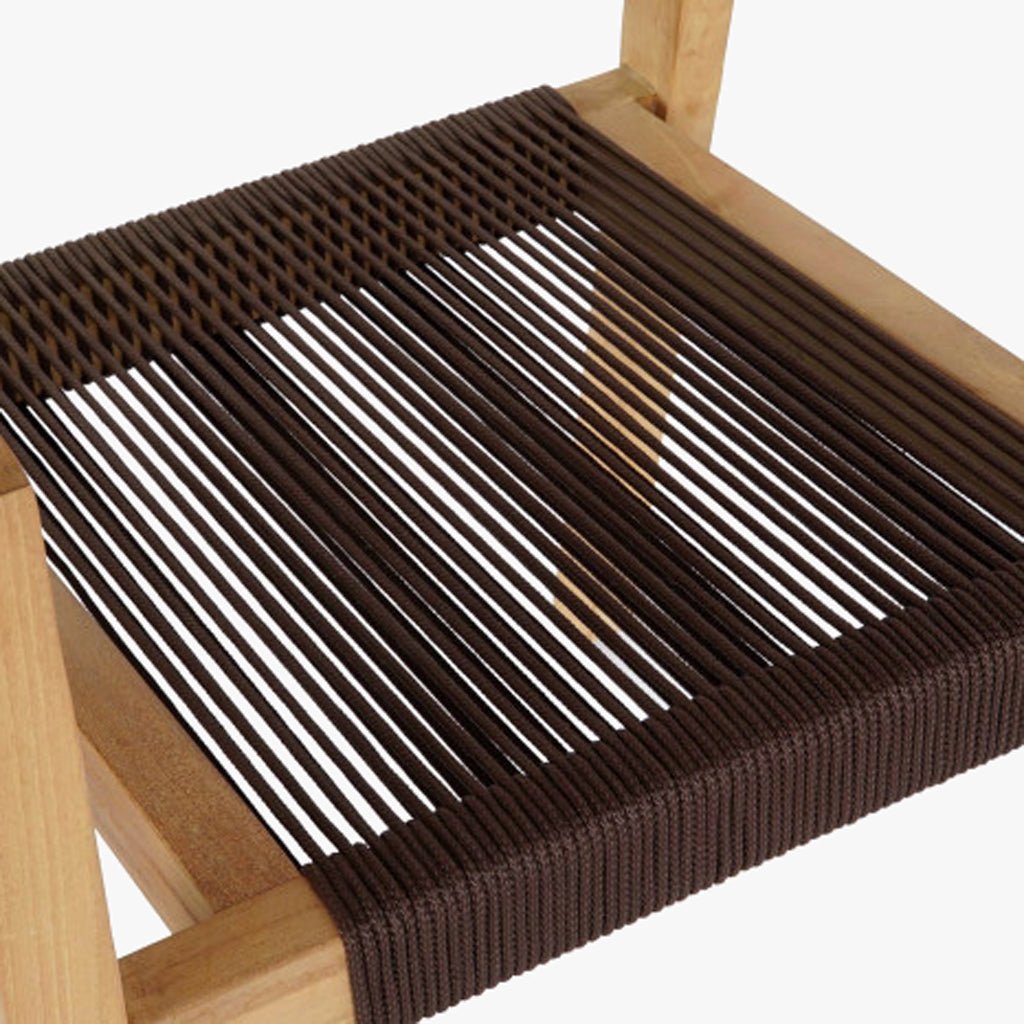 Mesa com 4 cadeiras em Teca e Corda Castanho - Gato Preto