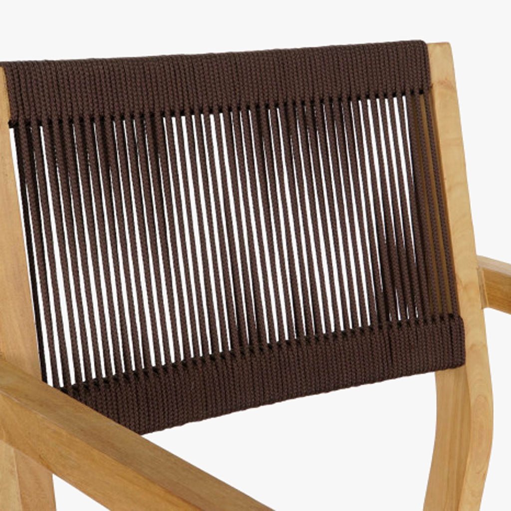 Mesa com 4 cadeiras em Teca e Corda Castanho - Gato Preto