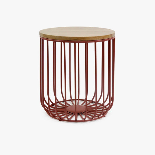 Mesa de Apoio Alta com Estrutura em Metal Vermelho GIRONA - Gato Preto