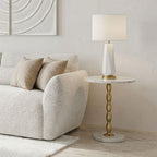 Mesa de Apoio Clássica Mármore com Pé Dourado VERSAILLES - Gato Preto