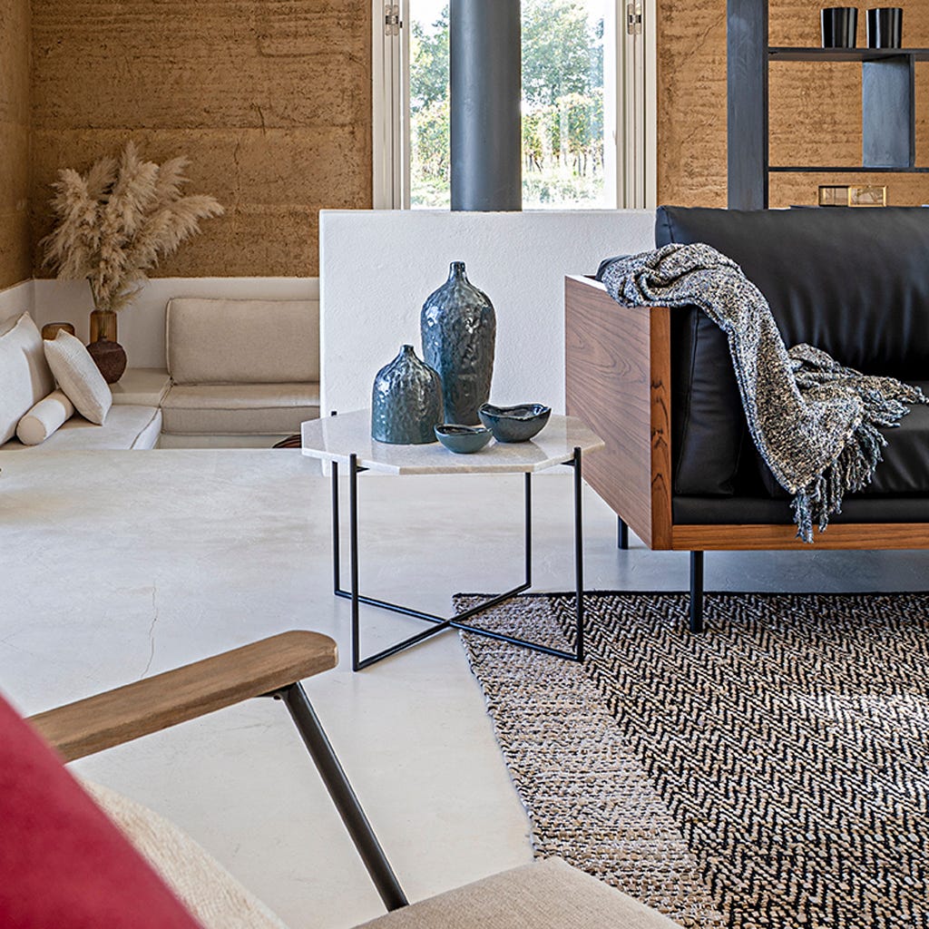 Mesa de Apoio com Tampo de Mármore 62x62x40,50 AGRA - Gato Preto