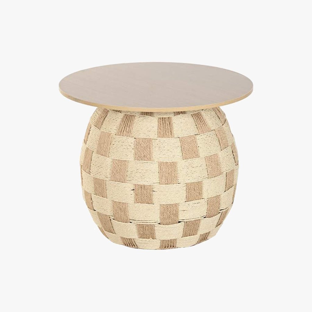 Mesa de Apoio Madeira e Corda 60x60x46 VEREDA - Gato Preto