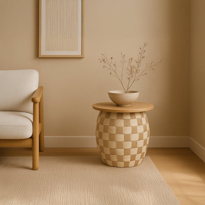 Mesa de Apoio Madeira e Corda 60x60x46 VEREDA - Gato Preto