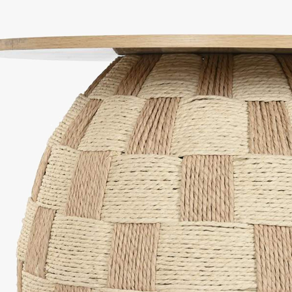 Mesa de Apoio Madeira e Corda 60x60x46 VEREDA - Gato Preto