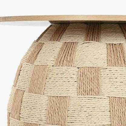 Mesa de Apoio Madeira e Corda 60x60x46 VEREDA - Gato Preto