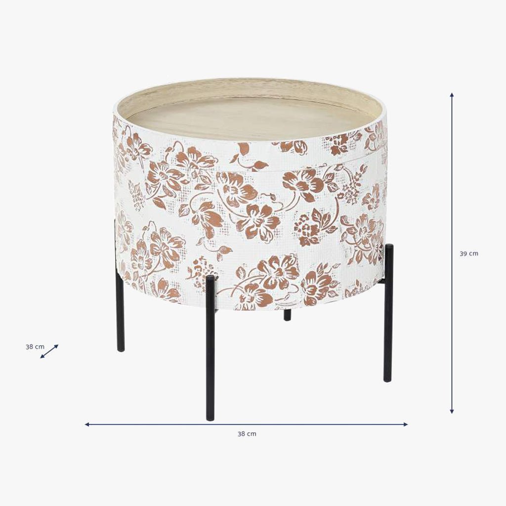 Mesa de Apoio Padrao Floral 38x38x39 JASMIN - Gato Preto