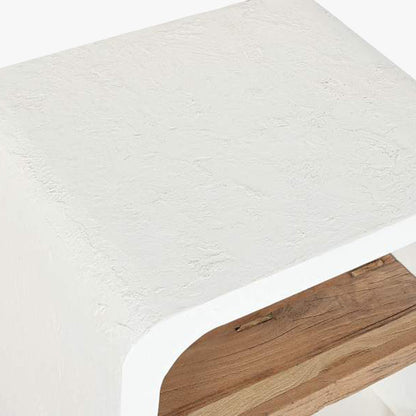 Mesa de cabeceira Branca com Madeira ZENA - Gato Preto