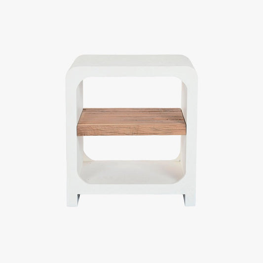 Mesa de cabeceira Branca com Madeira ZENA - Gato Preto