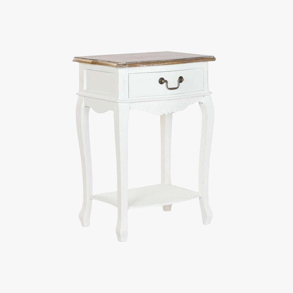 Mesa de Cabeceira Branca com Uma Gaveta 48x35x69 VERSAILLES - Gato Preto