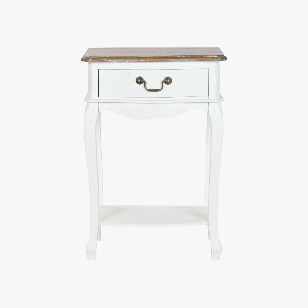 Mesa de Cabeceira Branca com Uma Gaveta 48x35x69 VERSAILLES - Gato Preto