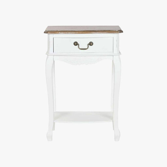 Mesa de Cabeceira Branca com Uma Gaveta 48x35x69 VERSAILLES - Gato Preto