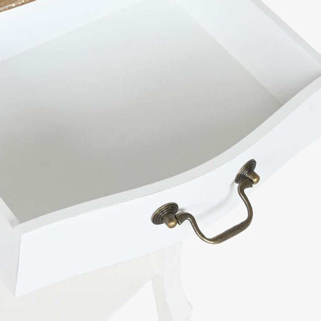 Mesa de Cabeceira Branca com Uma Gaveta 48x35x69 VERSAILLES - Gato Preto