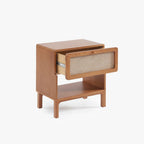 Mesa de Cabeceira de Duas Gavetas com Linho BIZERTA - Gato Preto