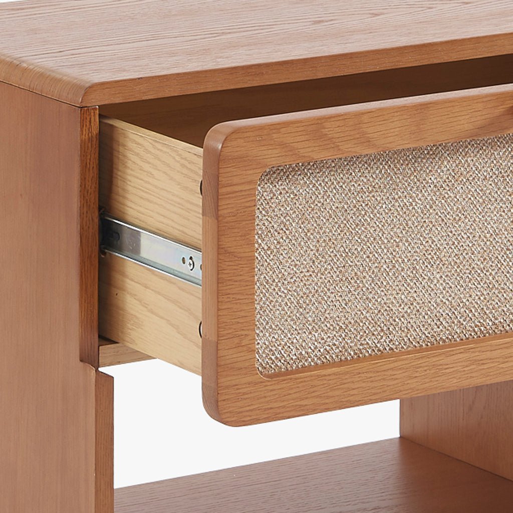 Mesa de Cabeceira de Duas Gavetas com Linho BIZERTA - Gato Preto