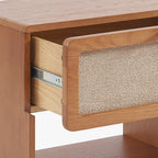 Mesa de Cabeceira de Duas Gavetas com Linho BIZERTA - Gato Preto