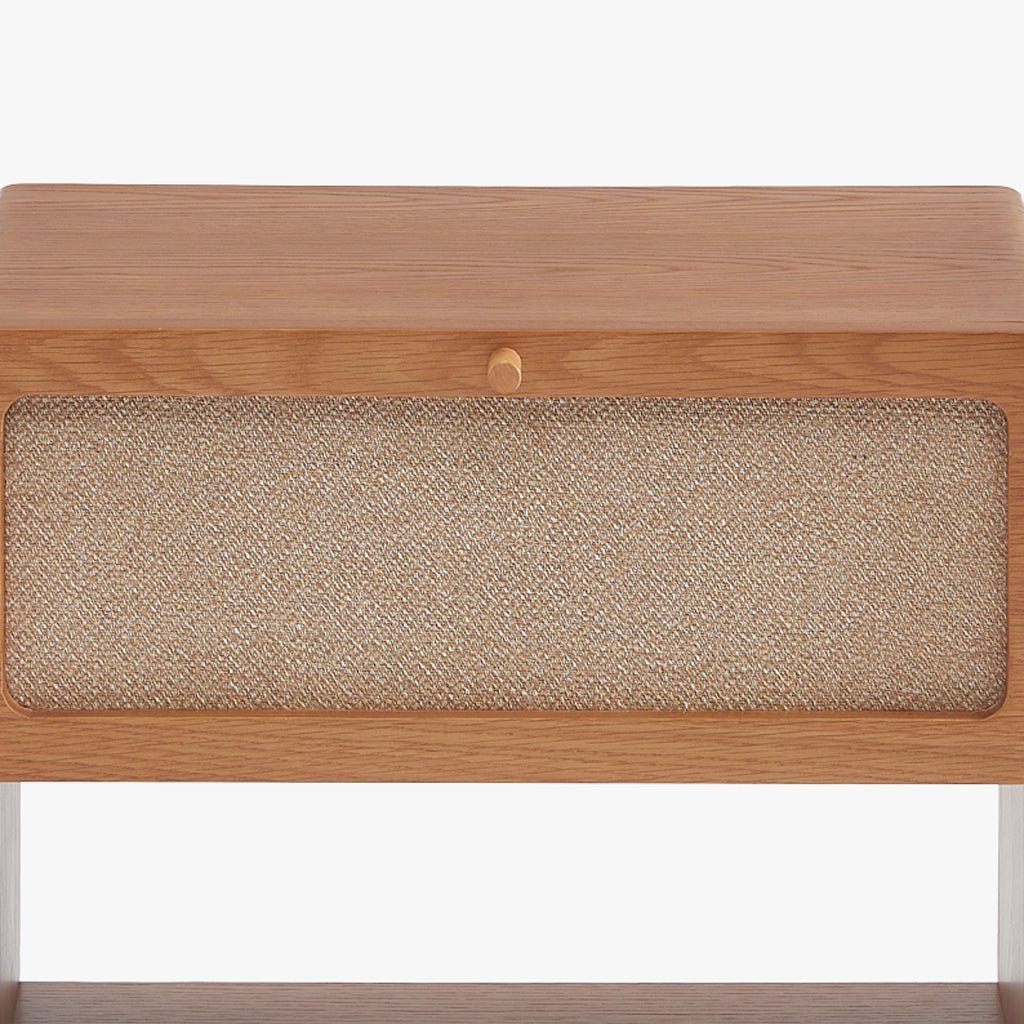 Mesa de Cabeceira de Duas Gavetas com Linho BIZERTA - Gato Preto