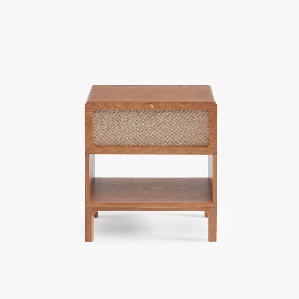 Mesa de Cabeceira de Duas Gavetas com Linho BIZERTA - Gato Preto