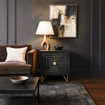 Mesa de Cabeceira Metal e Madeira TORA - Gato Preto