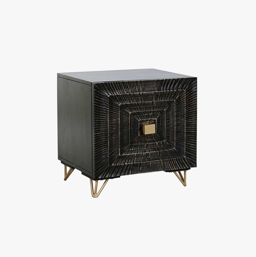 Mesa de Cabeceira Metal e Madeira TORA - Gato Preto