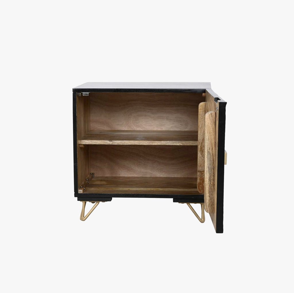 Mesa de Cabeceira Metal e Madeira TORA - Gato Preto