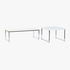 Mesa de Centro Branco (2 Peças) com Estrutura Metálica | 110x48x45 cm | PRISMA - Gato Preto