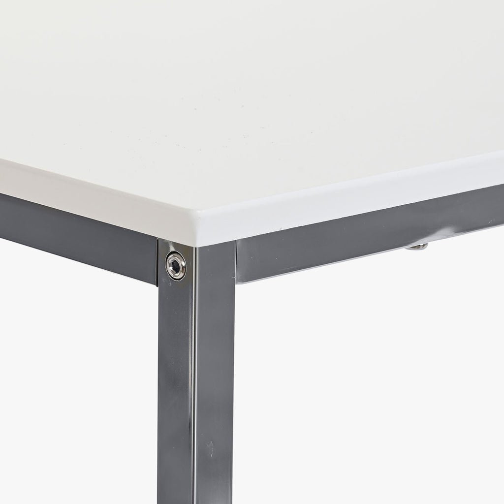 Mesa de Centro Branco (2 Peças) com Estrutura Metálica | 110x48x45 cm | PRISMA - Gato Preto