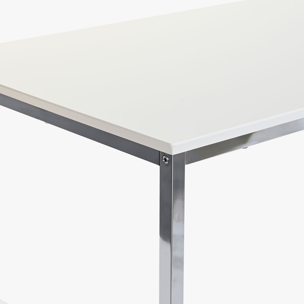 Mesa de Centro Branco (2 Peças) com Estrutura Metálica | 110x48x45 cm | PRISMA - Gato Preto
