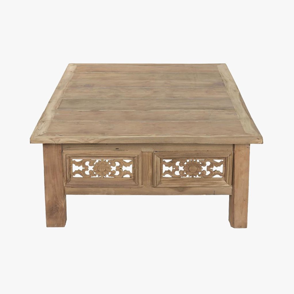 Mesa de Centro Oriental Madeira Ornamentada 140x98 cm OSAKA - Gato Preto