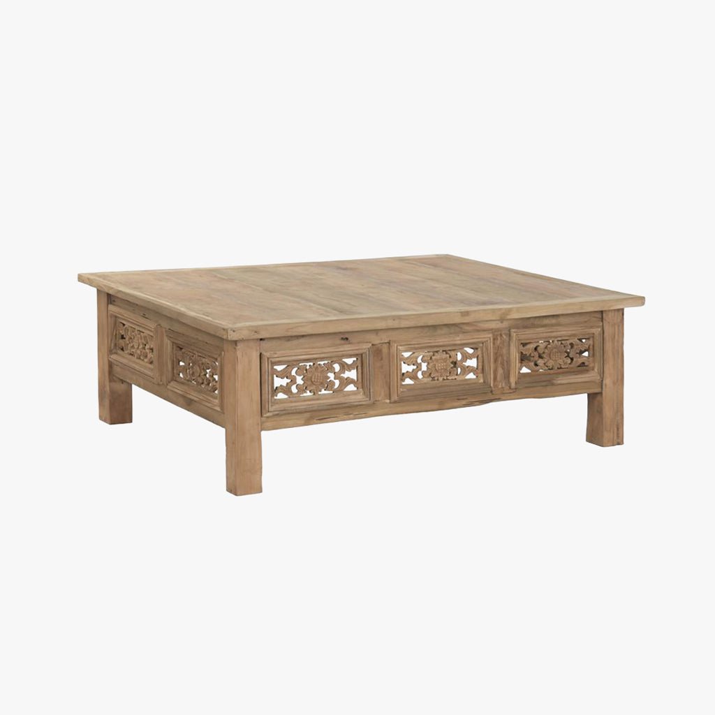 Mesa de Centro Oriental Madeira Ornamentada 140x98 cm OSAKA - Gato Preto