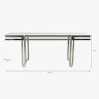 Mesa de Centro Tampo em Vidro e Estrutura em Metal Prata | 120X60X45 | PRISMA - Gato Preto