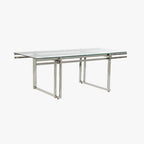 Mesa de Centro Tampo em Vidro e Estrutura em Metal Prata | 120X60X45 | PRISMA - Gato Preto