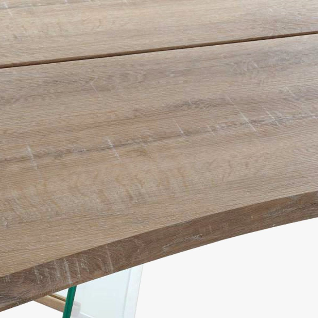 Mesa de Jantar Castanha com Pés em Vidro | 180X90X76 | PRISMA - Gato Preto