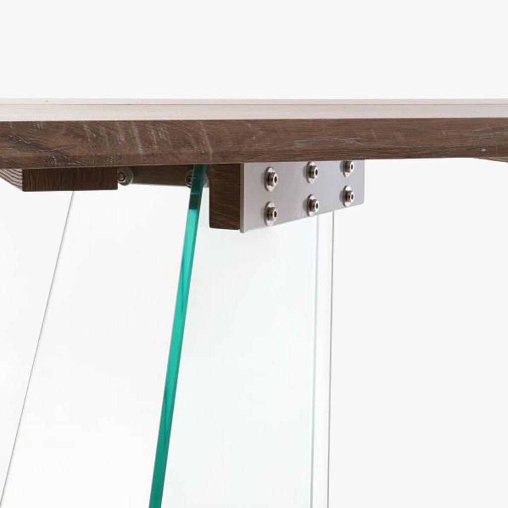 Mesa de Jantar Castanha com Pés em Vidro | 180X90X76 | PRISMA - Gato Preto