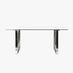 Mesa de Jantar em Vidro com Estrutura Cromada | 180X90X75 | PRISMA - Gato Preto
