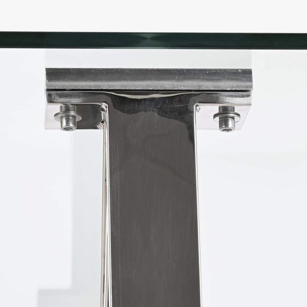 Mesa de Jantar em Vidro com Estrutura Cromada | 180X90X75 | PRISMA - Gato Preto