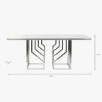 Mesa de Jantar Tampo Efeito Mármore e Estrutura Metálica | 180x90x75 cm | PRISMA - Gato Preto