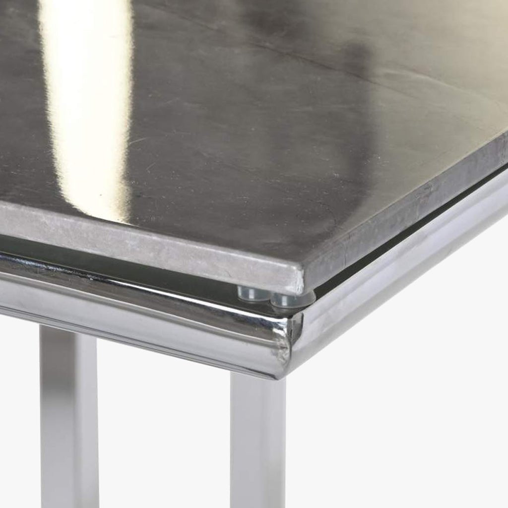 Mesa de Jantar Tampo Efeito Mármore e Estrutura Metálica | 180x90x75 cm | PRISMA - Gato Preto