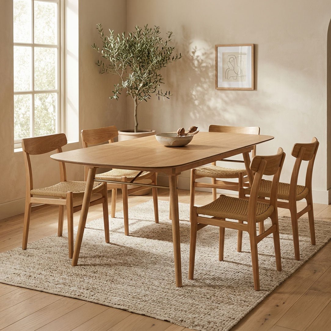 Mesa de Refeição Extensível Natural PERLIS - Gato Preto