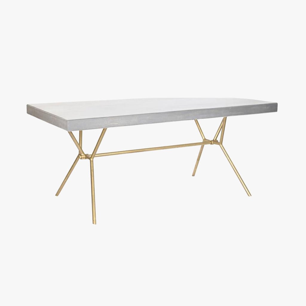 Mesa Jantar Branco com acabamentos Dourado 180X90X76 WHITE GLOW - Gato Preto