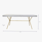 Mesa Jantar Branco com acabamentos Dourado 180X90X76 WHITE GLOW - Gato Preto