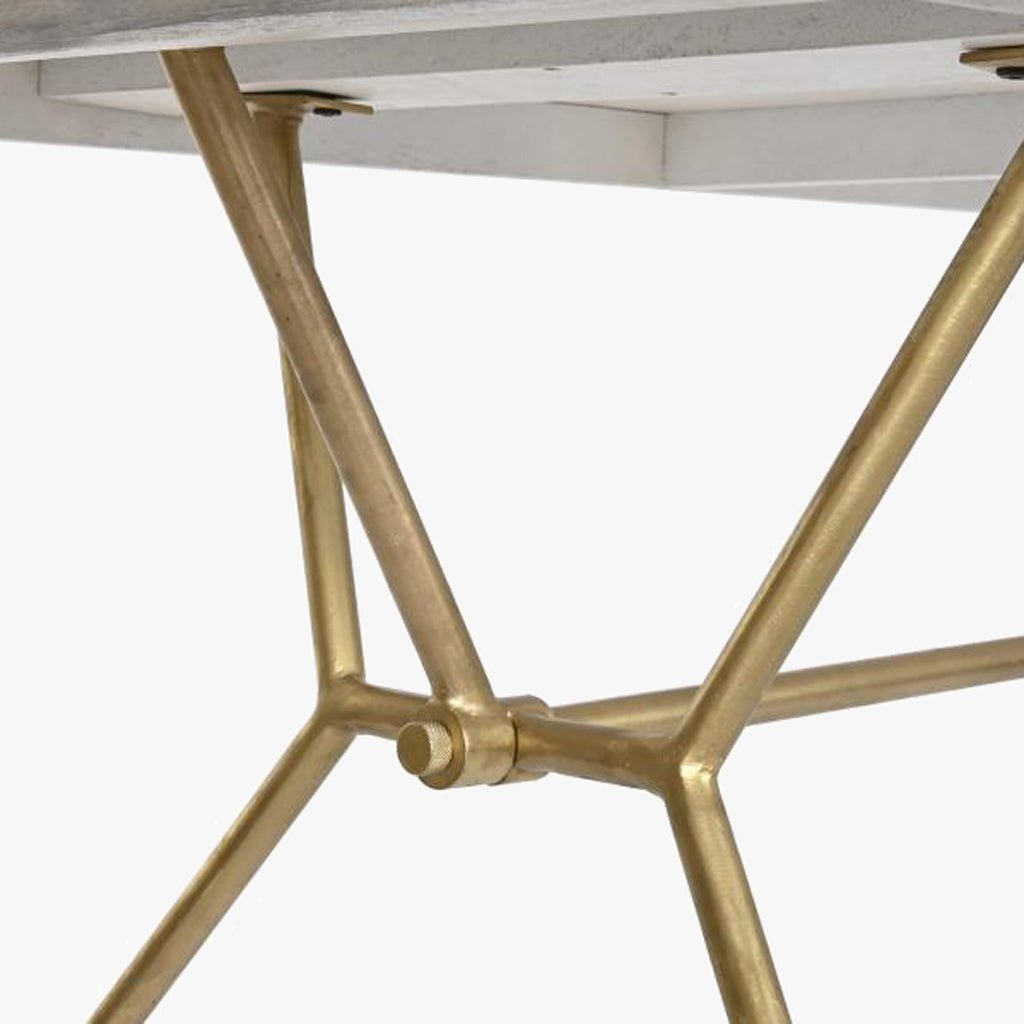 Mesa Jantar Branco com acabamentos Dourado 180X90X76 WHITE GLOW - Gato Preto