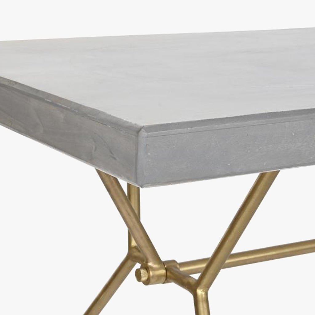 Mesa Jantar Branco com acabamentos Dourado 180X90X76 WHITE GLOW - Gato Preto