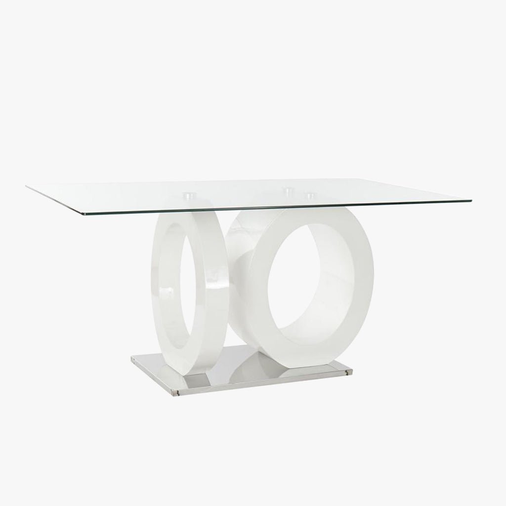 Mesa Jantar Vidro com Estrutura Branca | 160X90X75 | PRISMA - Gato Preto