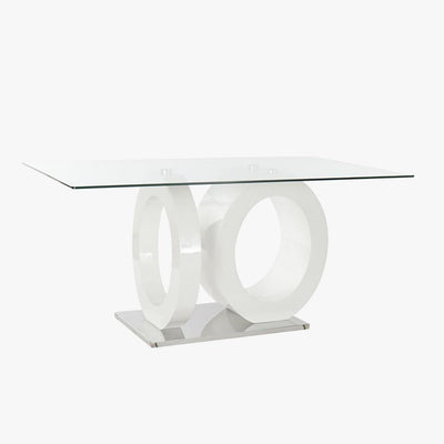 Mesa Jantar Vidro com Estrutura Branca | 160X90X75 | PRISMA - Gato Preto