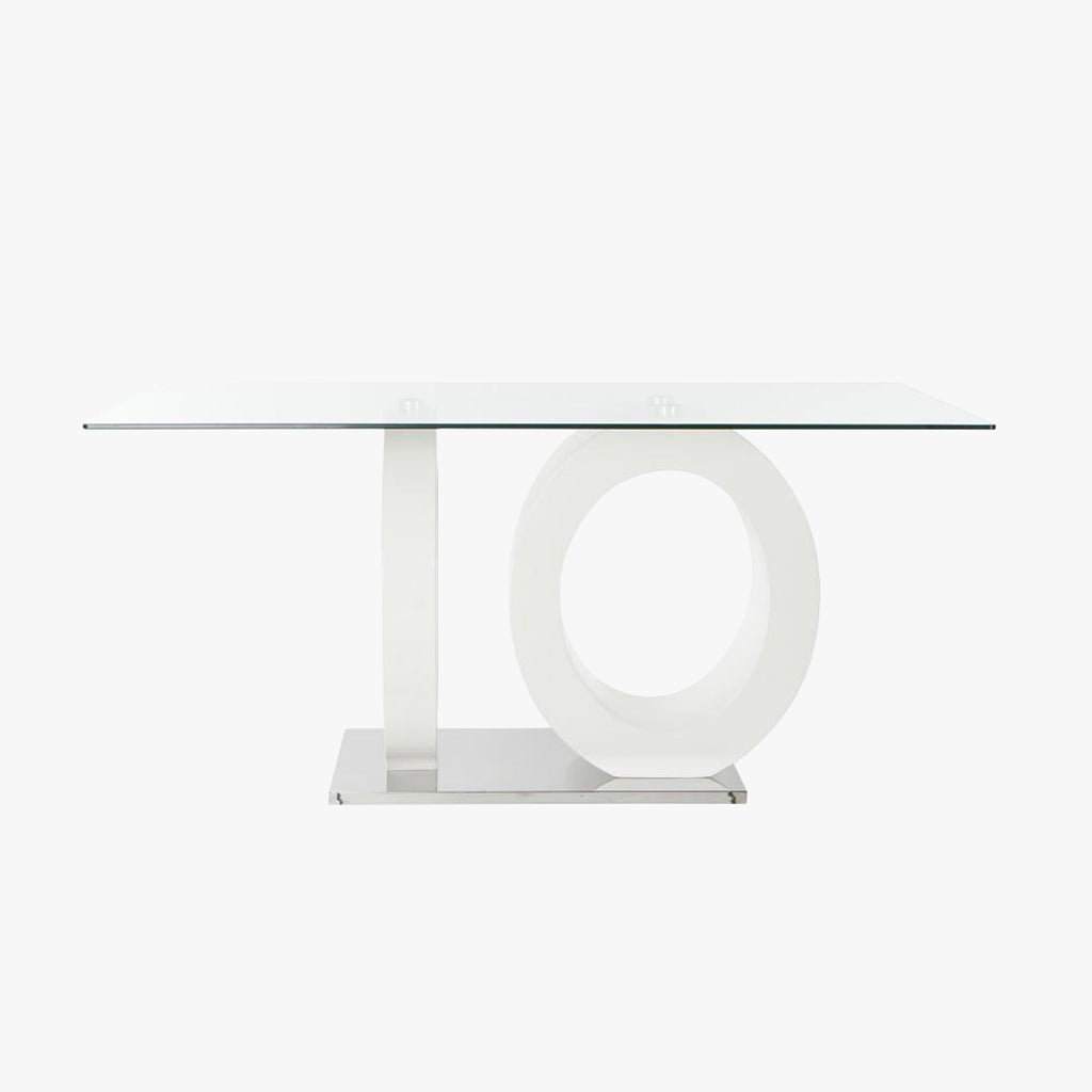 Mesa Jantar Vidro com Estrutura Branca | 160X90X75 | PRISMA - Gato Preto