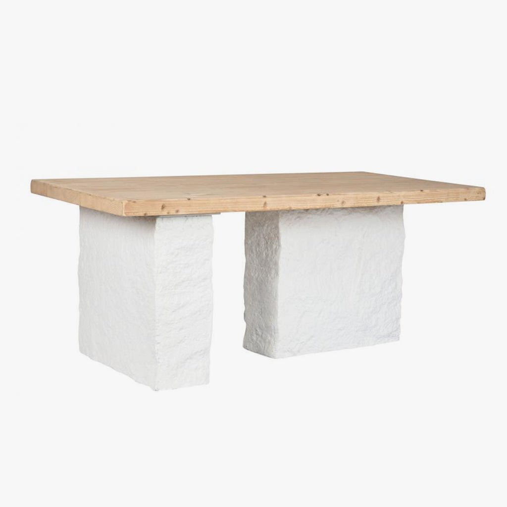 Mesa Refeição Branca com Tampo de Madeira ZENA - Gato Preto