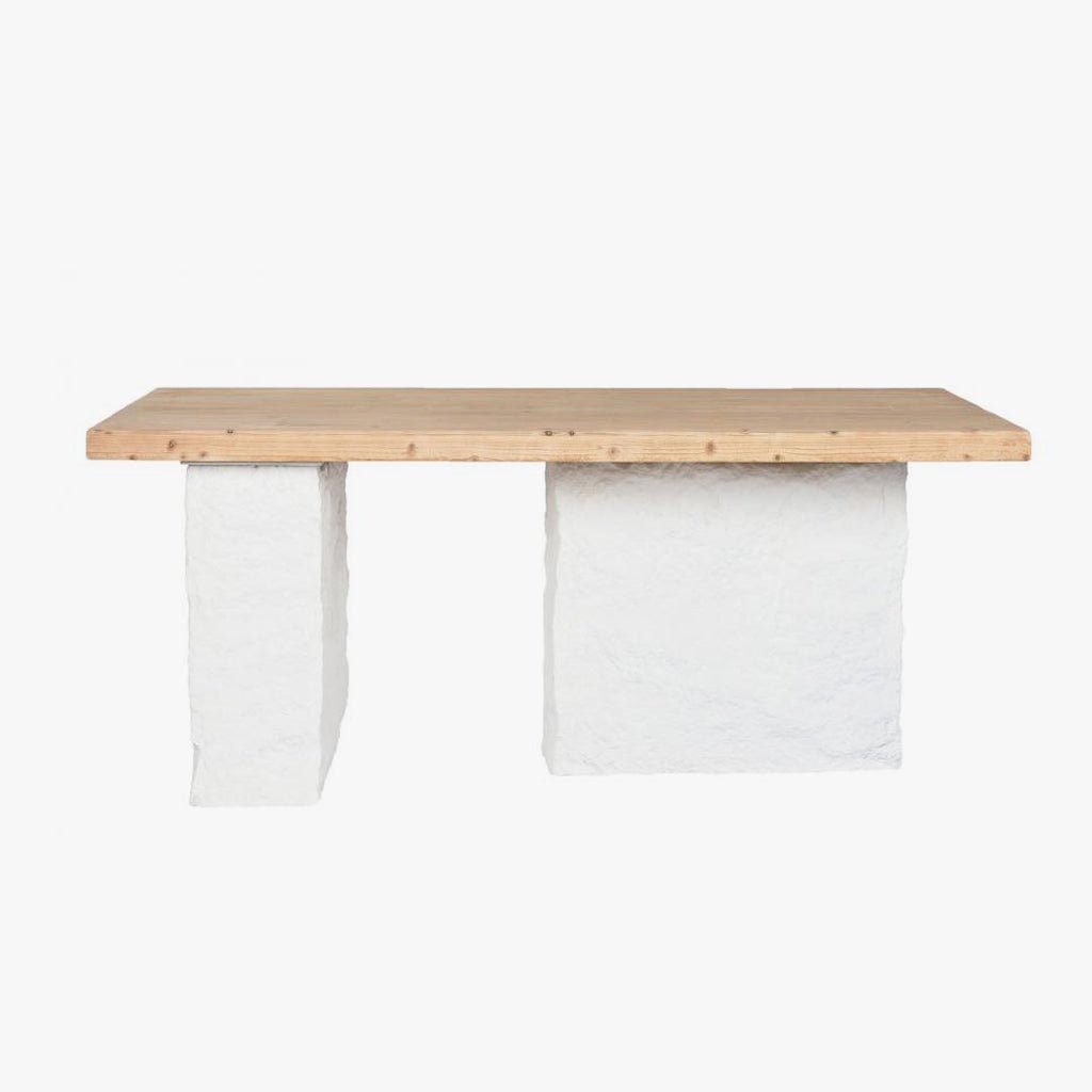 Mesa Refeição Branca com Tampo de Madeira ZENA - Gato Preto