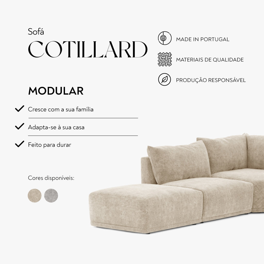 Módulo com Braço Esquerdo Cinza Sofá Modular COTILLARD - Gato Preto